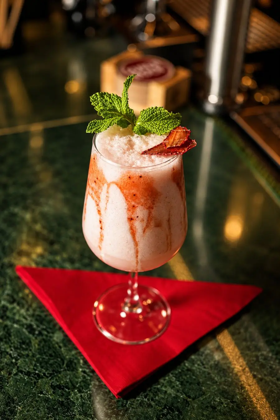 Drink de morango com hortelã